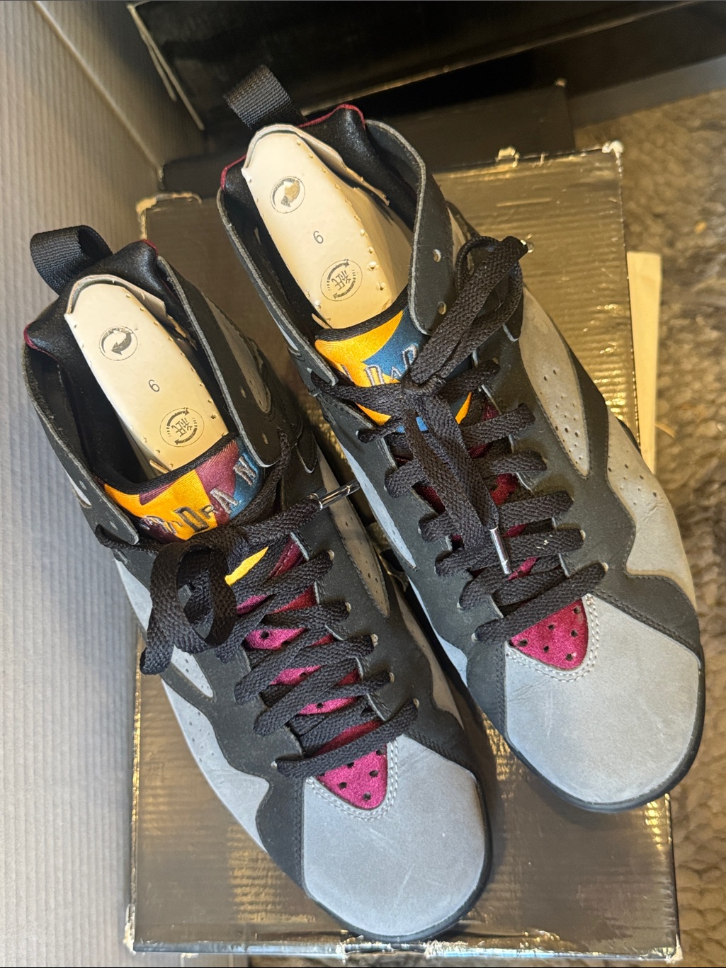 2011 Nike Air Jordan 7 Retro Box - Black With Graphite And Bordeaux Accents